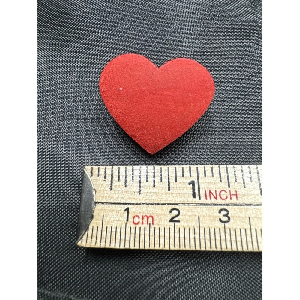 Vintage Red Wood Heart Pin